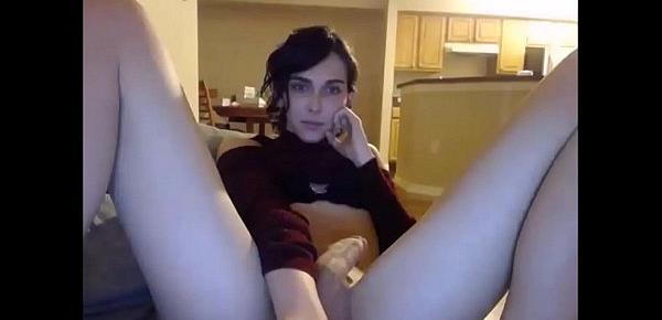  Young Transsexual With Short Hair Masturbates